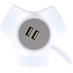 Steckdosen Y-Verteiler 3x Strom+2x USB1.4m ^ Schwaiger Outlet