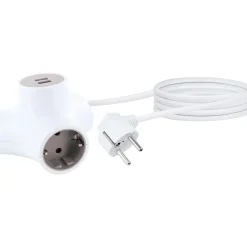 Steckdosen Y-Verteiler 3x Strom+2x USB1.4m ^ Schwaiger Outlet