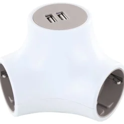 Steckdosen Y-Verteiler 3x Strom+2x USB1.4m ^ Schwaiger Outlet
