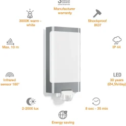 LED-Sensor-Außenleuchten L 240 S Edelstahl ^ Steinel Outlet