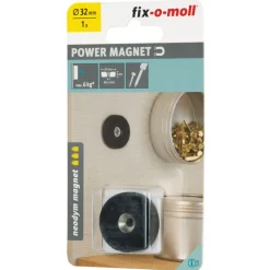 Magnet Neodym mit Senkbohrung Ø 32 x 6 mm, gummiert, schwarz ^ Suki