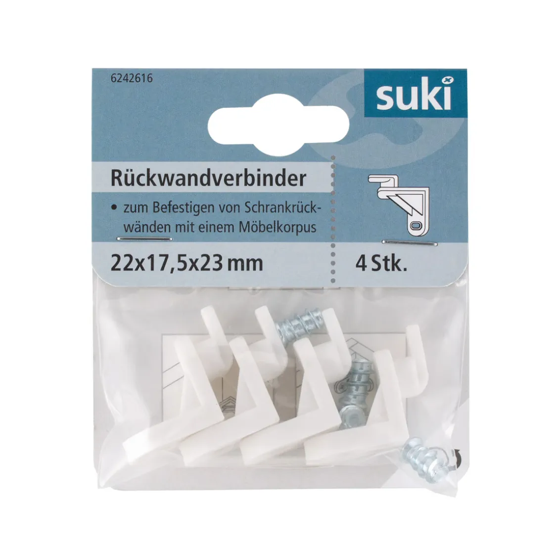Rückwandverbinder Kunststoff 2,2 x 1,7 cm 4 Stück ^ Suki Outlet