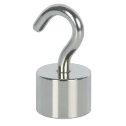 Topfmagnet Neodym mit Schraubhaken M5 Ø 20 x 41 mm, silber ^ Suki Sale