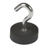 Topfmagnet Neodym mit Schraubhaken M5 Ø 28 x 38 mm, gummiert, silber-schwarz ^ Suki New