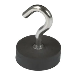 Topfmagnet Neodym mit Schraubhaken M5 Ø 28 x 38 mm, gummiert, silber-schwarz ^ Suki New