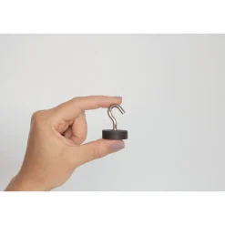 Topfmagnet Neodym mit Schraubhaken M5 Ø 28 x 38 mm, gummiert, silber-schwarz ^ Suki New