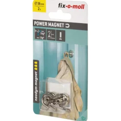 Topfmagnet Neodym mit Schraubhaken M4 Ø 16 x 35 mm, silber ^ Suki Outlet