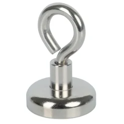 Topfmagnet Neodym mit Öse Ø 20 x 37 mm, Gewindebuchse M4, silber ^ Suki Hot
