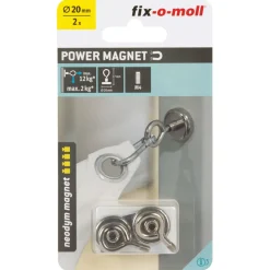 Topfmagnet Neodym mit Öse Ø 20 x 37 mm, Gewindebuchse M4, silber ^ Suki Hot