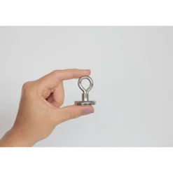 Topfmagnet Neodym mit Öse Ø 32 x 44 mm, Gewindebuchse M6, silber ^ Suki Best
