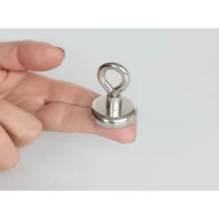 Topfmagnet Neodym mit Öse Ø 32 x 44 mm, Gewindebuchse M6, silber ^ Suki Best