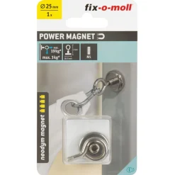 Topfmagnet Neodym mit Öse Ø 25 x 42 mm, Gewindebuchse M5, silber ^ Suki Clearance