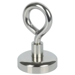 Topfmagnet Neodym mit Öse Ø 25 x 42 mm, Gewindebuchse M5, silber ^ Suki Clearance