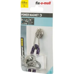 Topfmagnet Neodym Ø 25 mm, mit Karabiner 40 x 20 mm, silber ^ Suki Hot
