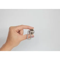 Topfmagnet Neodym Ø 25 mm, mit Karabiner 40 x 20 mm, silber ^ Suki Hot