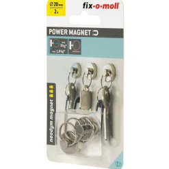 Topfmagnet Neodym Ø 20 mm, mit Schlüsselring Ø 20 mm, silber ^ Suki Hot