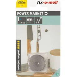 Topfmagnet Neodym Ø 32 x 8 mm, mit SenkbohrungØ 5,5 mm ^ Suki Discount