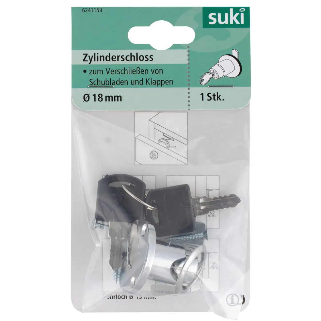 Zylinderklappenschloss verschiedenschließend 18 mm ^ Suki Clearance