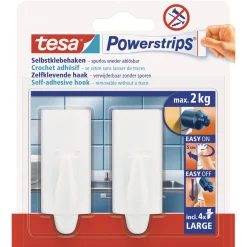 Haken Powertstripe Large weiß 2 Haken und 4 Strips ^ Tesa
