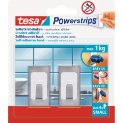 Haken Powertstripe Small Metallic Rechteck 2 Haken und 4 Strips ^ Tesa