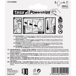 Haken Powertstripe Small chrom Oval 3 Haken und 4 Strips ^ Tesa Discount