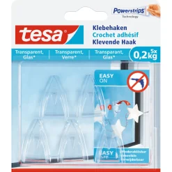 Klebehaken transparent Glas 5 Stück Traglast 5 x 0,2 kg ^ Tesa Online