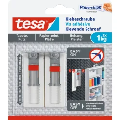 Klebeschraube für Tapete und Putz verstellbar 2 Stück Traglast 2 x 1 kg ^ Tesa Clearance