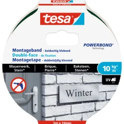Montageband für Mauerwerk 5 m x 19 mm Traglast 10 kg ^ Tesa Outlet