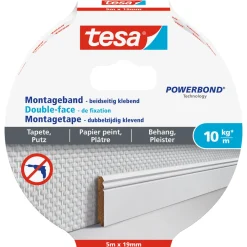 Montageband für Tapete und Putz 5 m x 19 mm Traglast 10 kg ^ Tesa Best