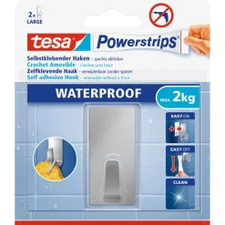 Powerstrips Waterproof Haken Large Metall rechteckig ^ Tesa Clearance