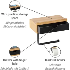 Toilettenpapierhalter m. Ablage Bambusa ^ Wenko Clearance
