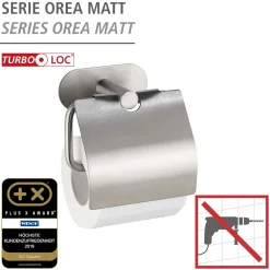 Toilettenpapierhalter mit Deckel OreaMatt Turbo-Lock Edelstahl ^ Wenko New