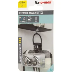 Topfmagnet Neodym mit Schraubhaken M5 Ø 15 x 38 mm, silber ^ Hot