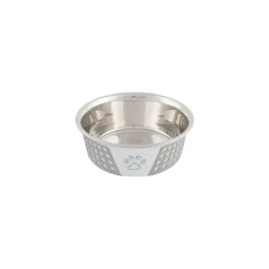 Napf Edelstahl Silikon weiß/gr 0,75l/17 cm ^ Trixie Hot