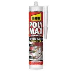 Montagekleber Poly Max Sofort Power transparent 300 g ^ UHU Hot