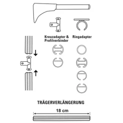 Unversal-Träger 1+2lf DM 20 cm titan ^ Gardinia Outlet