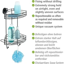 Vacuum-Loc Eckregal 2 Etagen schwarz ^ Wenko Clearance