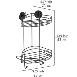 Vacuum-Loc Eckregal 2 Etagen schwarz ^ Wenko Clearance