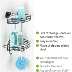 Vacuum-Loc Eckregal 2 Etagen schwarz ^ Wenko Clearance