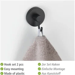 Vacuum-Loc Hakenset schwarz 2tlg. ^ Wenko Clearance