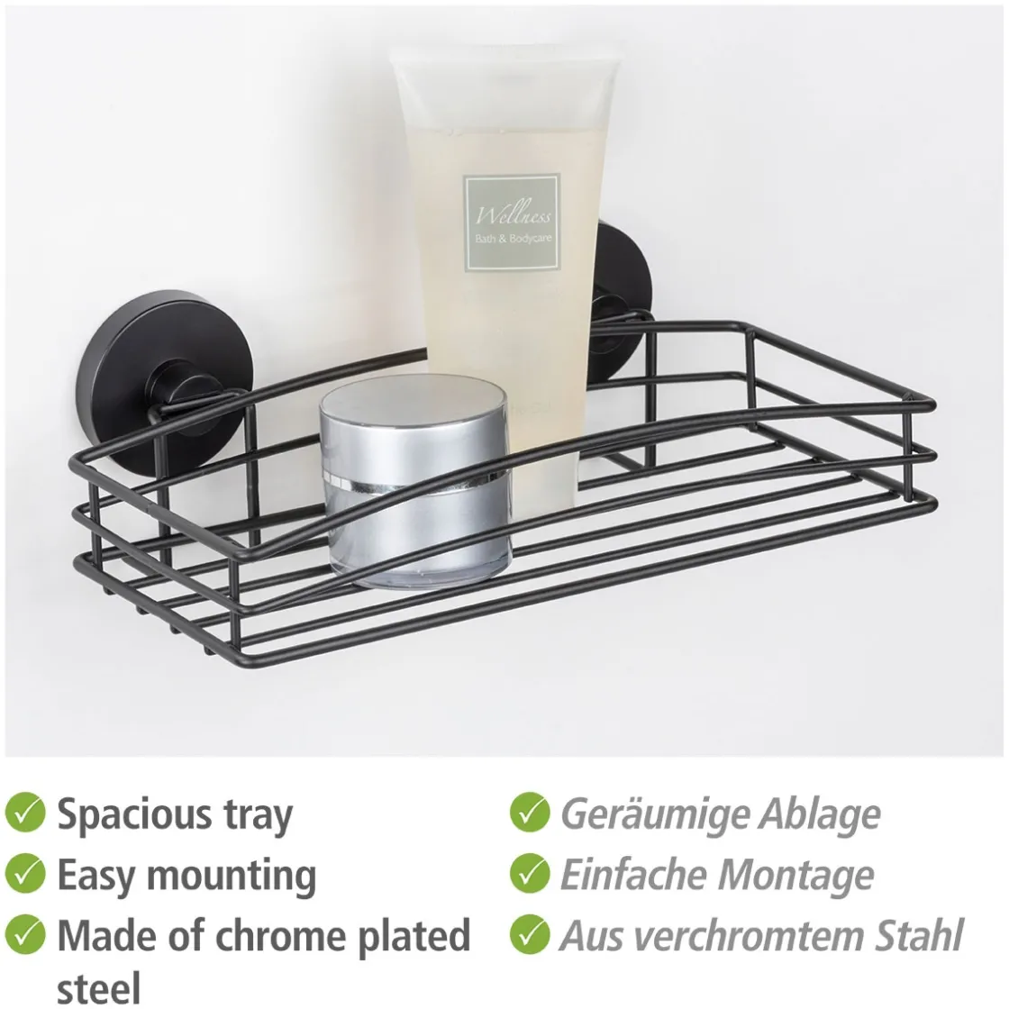 Vacuum-Loc Wandablage schwarz ^ Wenko Best