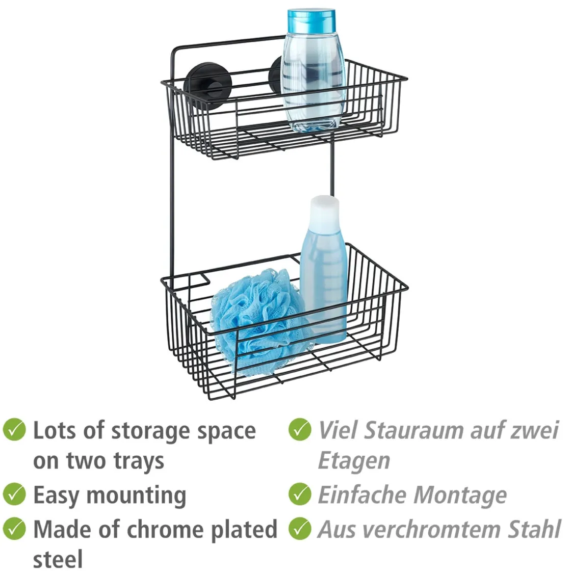 Vacuum-Loc Wandregal 2 Eta. Bari schwarz ^ Wenko Clearance