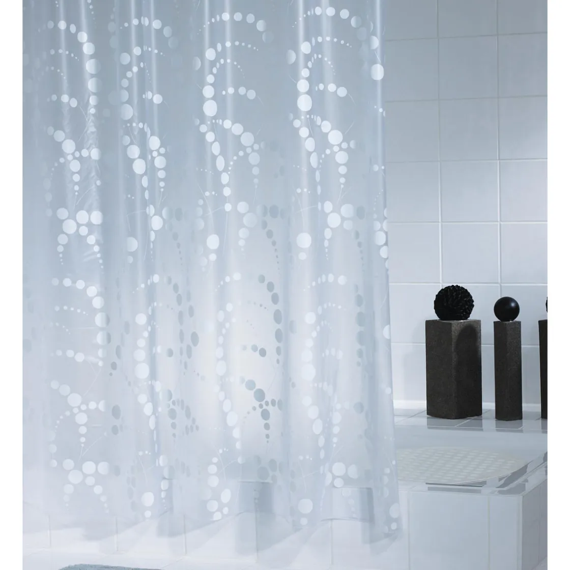 Duschvorhang Dots Folie 180 x 200 cm weiß ^ Valblue
