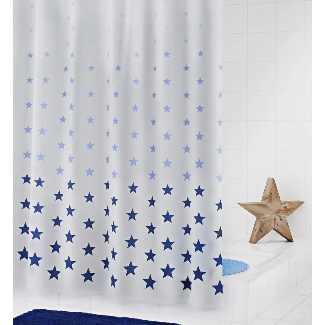 Duschvorhang Stella Folie 180 x 200 cm blau ^ Valblue New