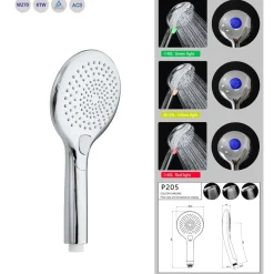 LED-Handbrause mit Wasserverbrauchsanzeige u Farbwechsler 3 Strahlarten ^ Valblue Sale