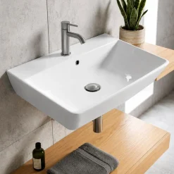 Waschtisch Roman, Breite 60cm, 1 Hahnloch, mit antibakterielle Beschichtung ^ Valblue Best