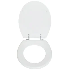WC-Sitz Easy 2.0 weiss, MDF-Holzkern, Metallscharniere verchromt ^ Valblue New