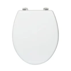 WC-Sitz Easy 2.0 weiss, MDF-Holzkern, Metallscharniere verchromt ^ Valblue New