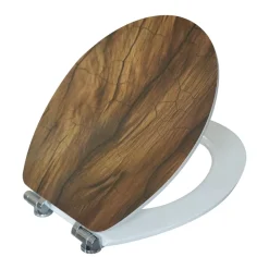 WC-Sitz Wood MDF-Holzkern Absenkautomatik Metallscharniere verchromt ^ Valblue Hot