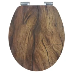 WC-Sitz Wood MDF-Holzkern Absenkautomatik Metallscharniere verchromt ^ Valblue Hot